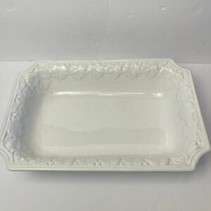 CWC Italian Made Rectangular Embossed Serving Platter Leaf Pattern Dish 14”